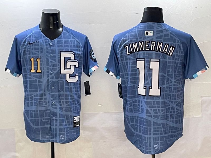 Men Washington Nationals #11 Zimmerman Blue Joint Name 2025 Nike MLB Jersey style 3